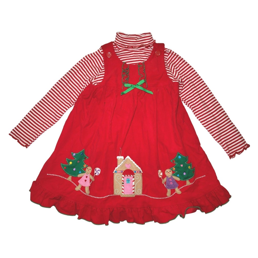 Sophie Rose Gingerbread Christmas Dress Girls 6 6x Red Corduroy Holiday